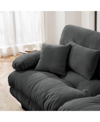 Cloud Couch Sleeper Sofa, Chenille 2 Seater with 2 Lumbar & 2 Throw Pillows, Gray