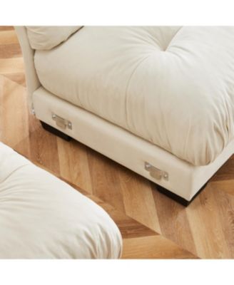 U-Shaped Sectional Sofa Cloud Couch with Movable Ottomans, Convertible 4 Seater