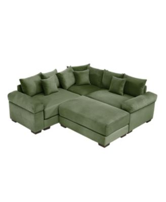 Streamdale Oversized Cloud Modular Sectional Couch with Ottoman, Green