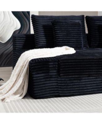 Double Lounge Chaise Cloud Plush Sofa Bed, Upholstered No Assembly Required Black