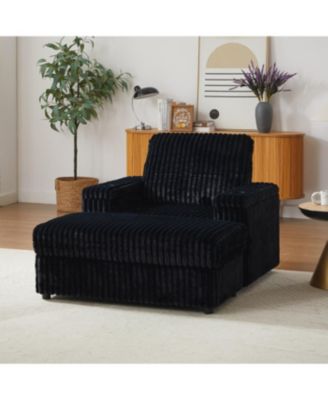 42.5" Corduroy Single Recliner with Pillow, Cup Holder, Storage Footrest