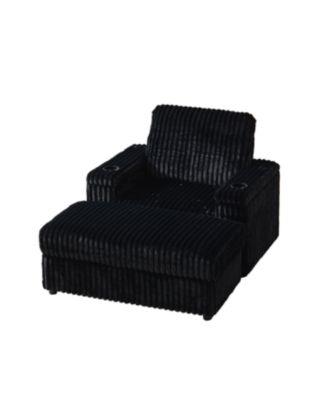 42.5" Corduroy Single Recliner with Pillow, Cup Holder, Storage Footrest