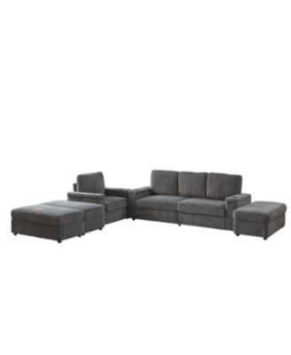Streamdale Corduroy 3-Seater Sofa with Cup Holders for Living Room