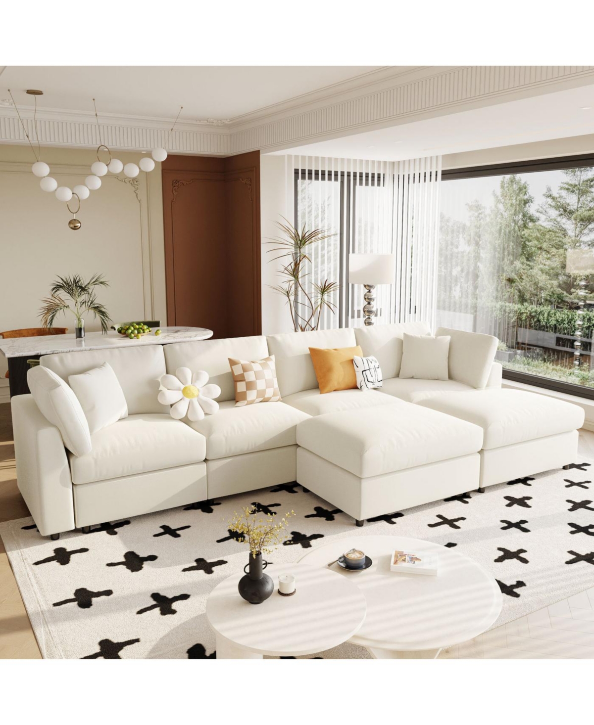 Streamdale Furniture Large U-Shaped Sectional Sofa with 2 Ottomans, Chenille Fabric, Modular Design