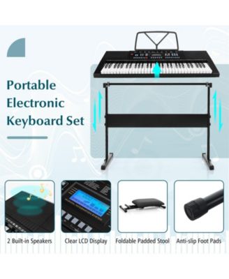 61-Key Digital Piano Keyboard Set with Stand, Bench, and Headphones for Beginners