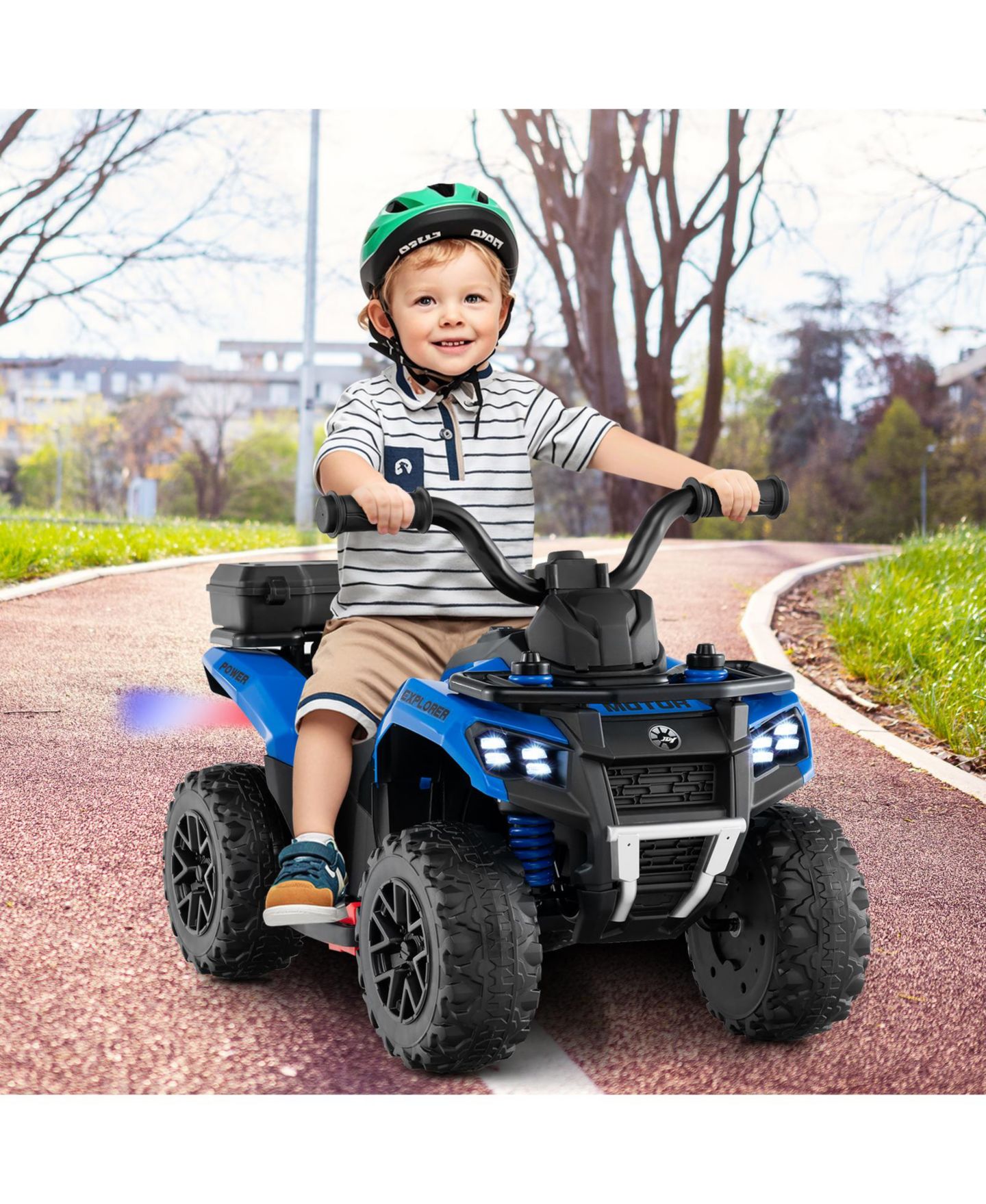 Детская игрушка HONGGE 6V Kids Ride-On ATV with Spray Function and Music, Ages 3+, цвет: Синий — фото 7