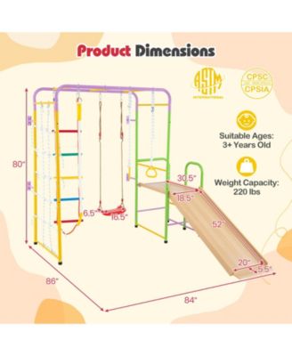 8-in-1 Metal Indoor Jungle Gym Playset with Climbing Bars and Swing