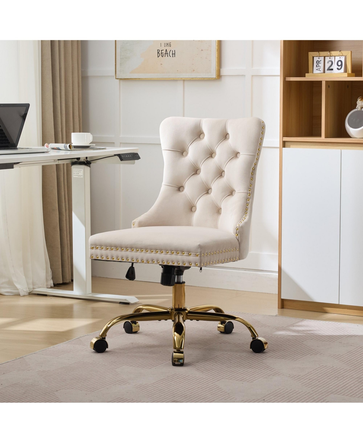 Mondawe Light Orange Living Room Comfortable Rocking Chair