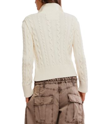 Women's Cable Collar Cardigan Sweater