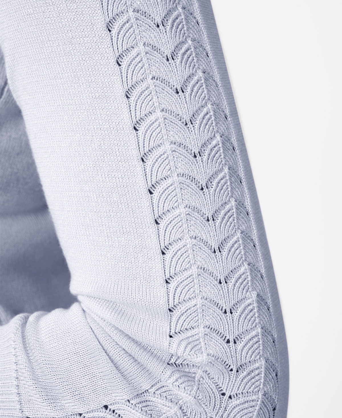 Melissa Paige Petite Pointelle-Sleeve Crewneck Sweater