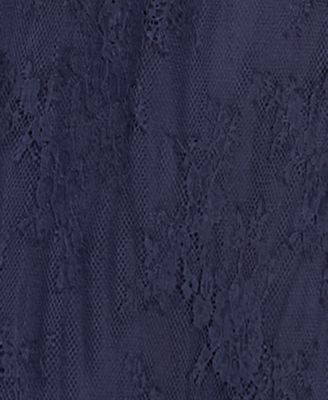 Juniors' V-Neck Ruffle Bust Lace Midi Dress