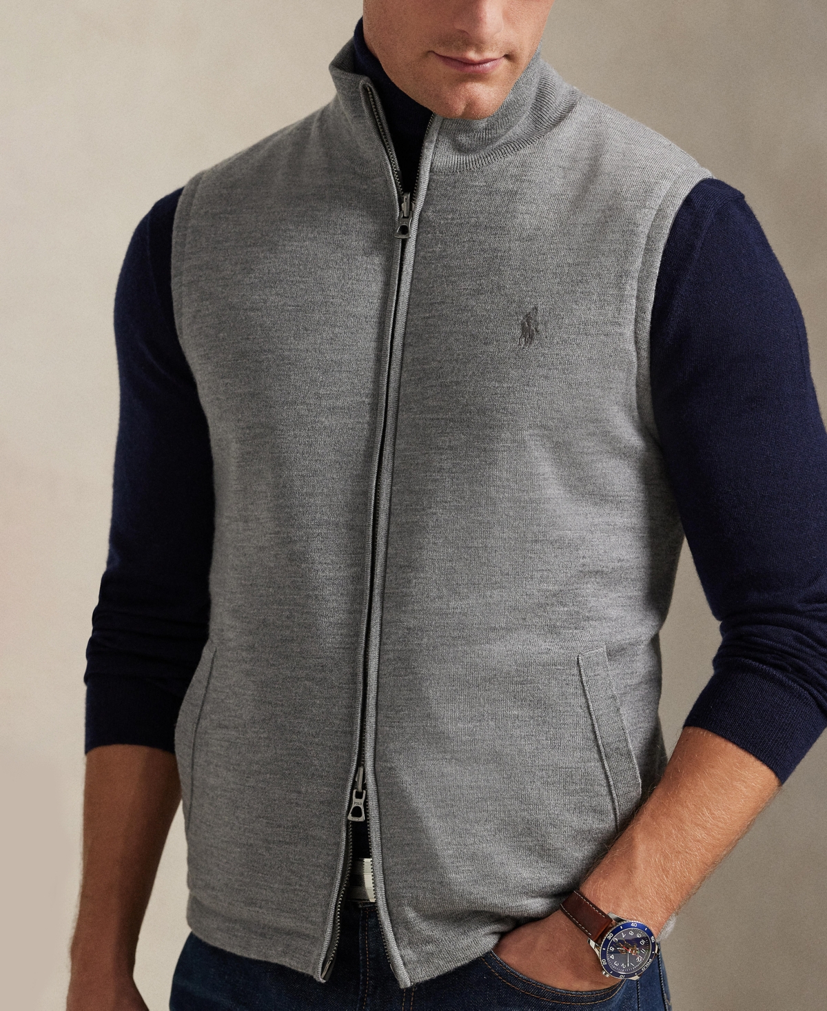 Polo Ralph Lauren Men's Reversible Sweater Vest In Gray