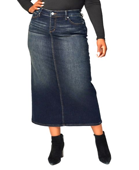 Женская джинсовая юбка макси Slink Jeans длиной 37 дюймов с боковыми разрезами, цвет: Рубиновый