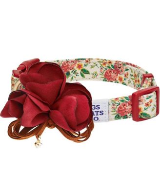 Pet Spring Floral Dog Collar with Removable Camellia Flower Accessory