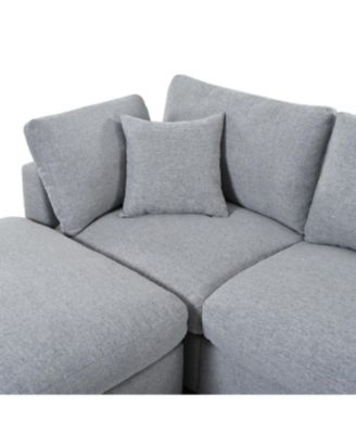 Large U-Shaped Sectional Sofa with 2 Ottomans, Chenille Fabric, Modular Design