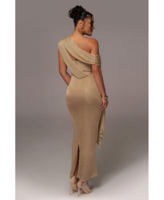 Women's Metallic Celestina Draped Maxi Dress