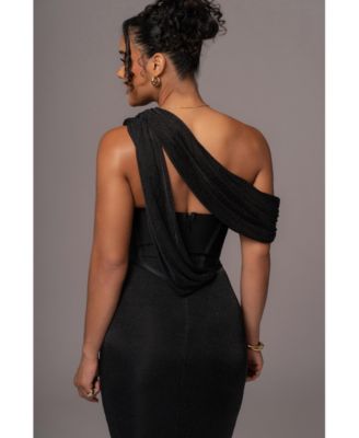 Women's Metallic Celestina Draped Maxi Dress