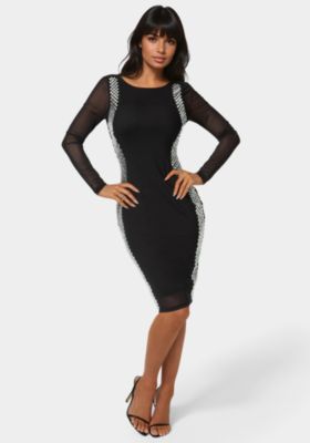 Women's BodyCon Embellished Knee Length Dress