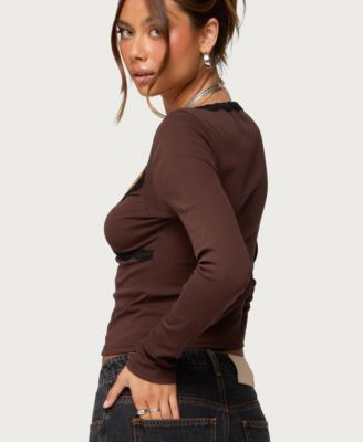 Women's Porta Contrast Lacey Top