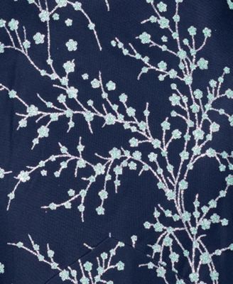 Juniors' Caviar Glitter Illusion Bodice Fit and Flare Gown