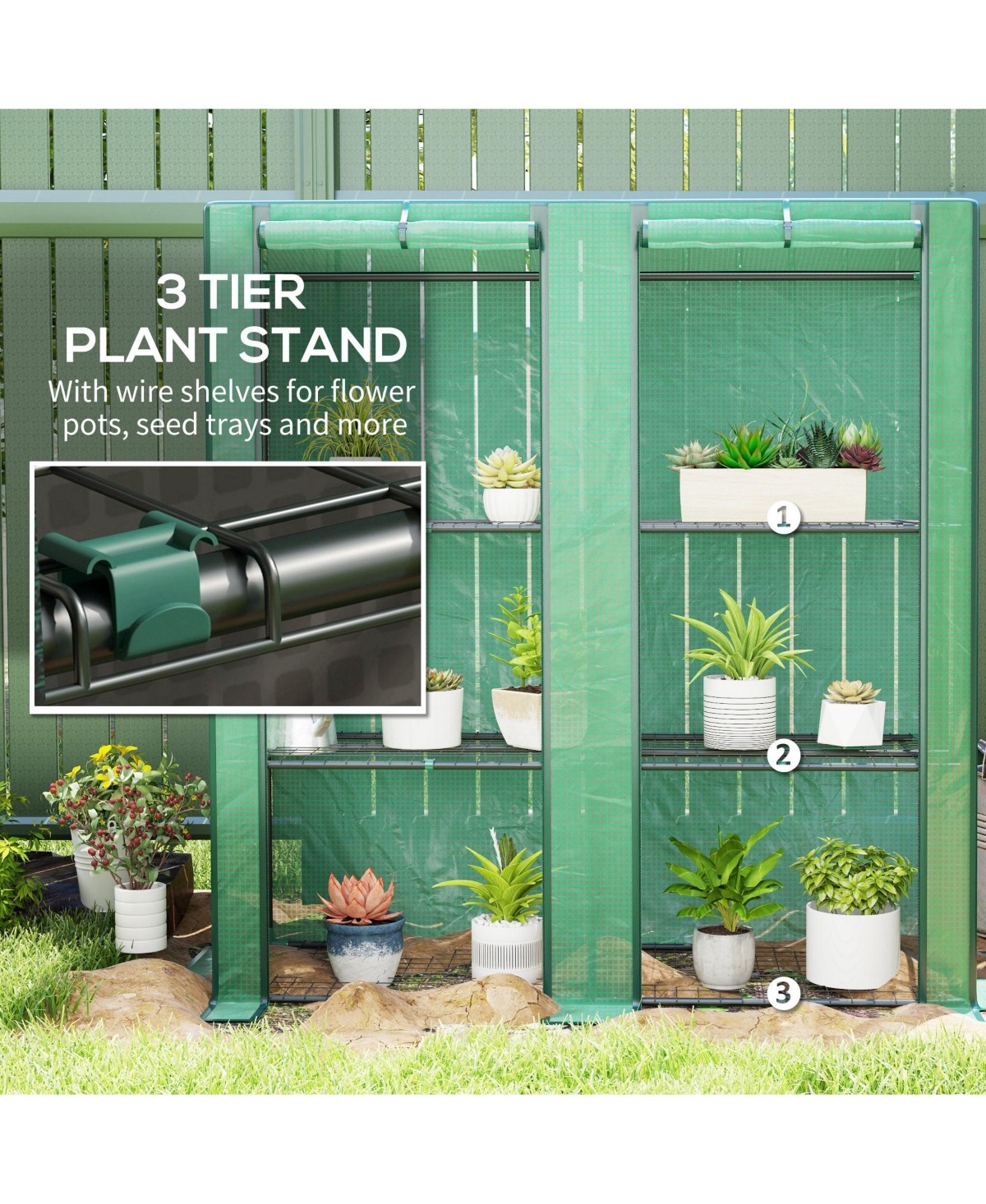 Outsunny Lean-to house with Roll-Up Doors, Portable house,