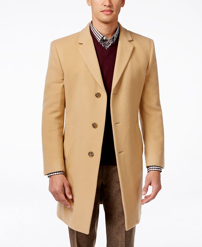 Tommy Hilfiger Addison Wool-Blend Trim Fit Overcoat & Reviews - Coats ...