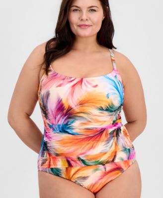 Plus Size Scoop Neck One-Piece Swimsuit