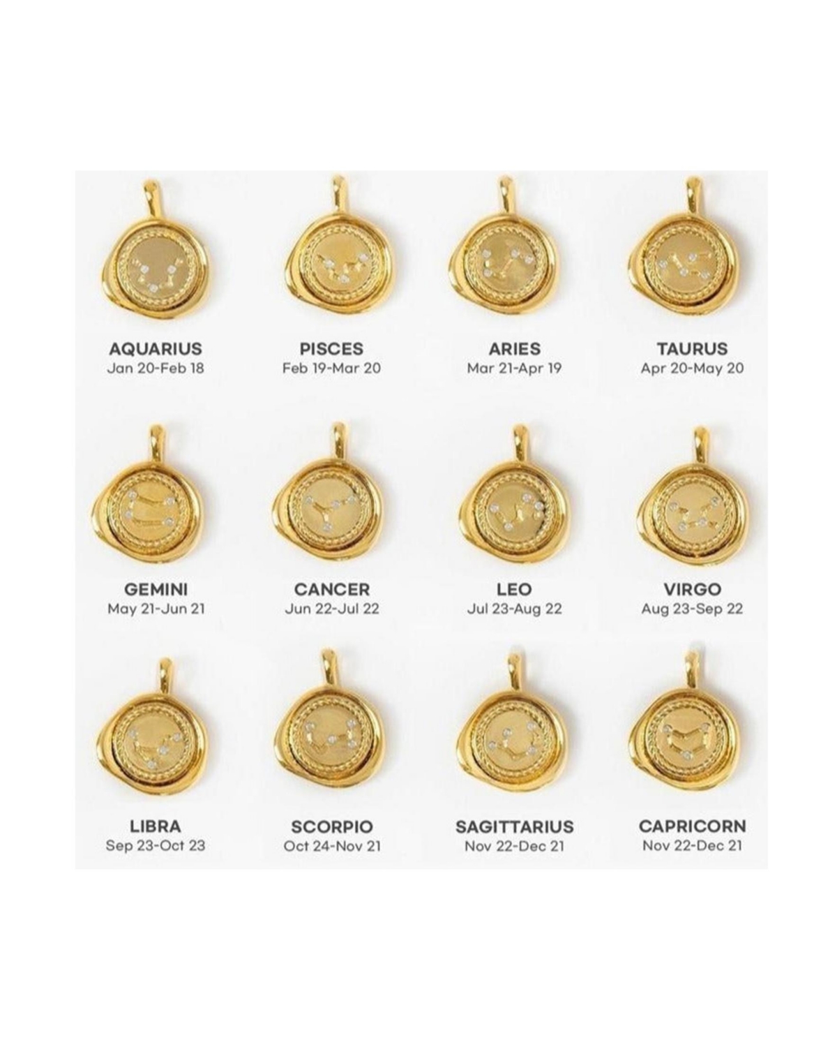 Seal Constellation Necklace 12 Zodiac Signs Personalized Gift for Her