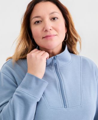 Plus Size Luxsoft Fleece Quarter-Zip Tunic Sweatshirt