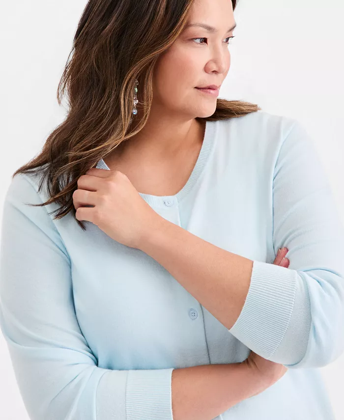 Style & Co Plus Size Button-Front Long-sleeve Cardigan - thumbnail 6
