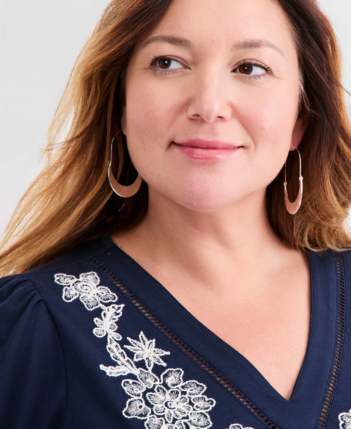 Style & Co Plus V-Neck Puff-Sleeve Embroidered Blouse, Macy's Exclusive