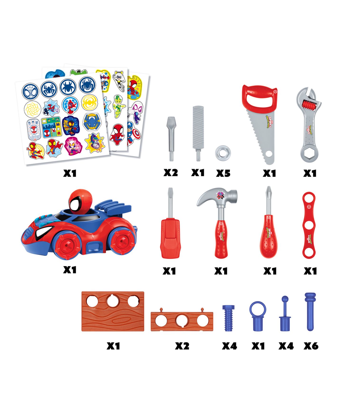 Детский игровой набор World Tech Toys Spider-Man Take Apart Car Tool Bench Playset, Ages 3+ — фото 4