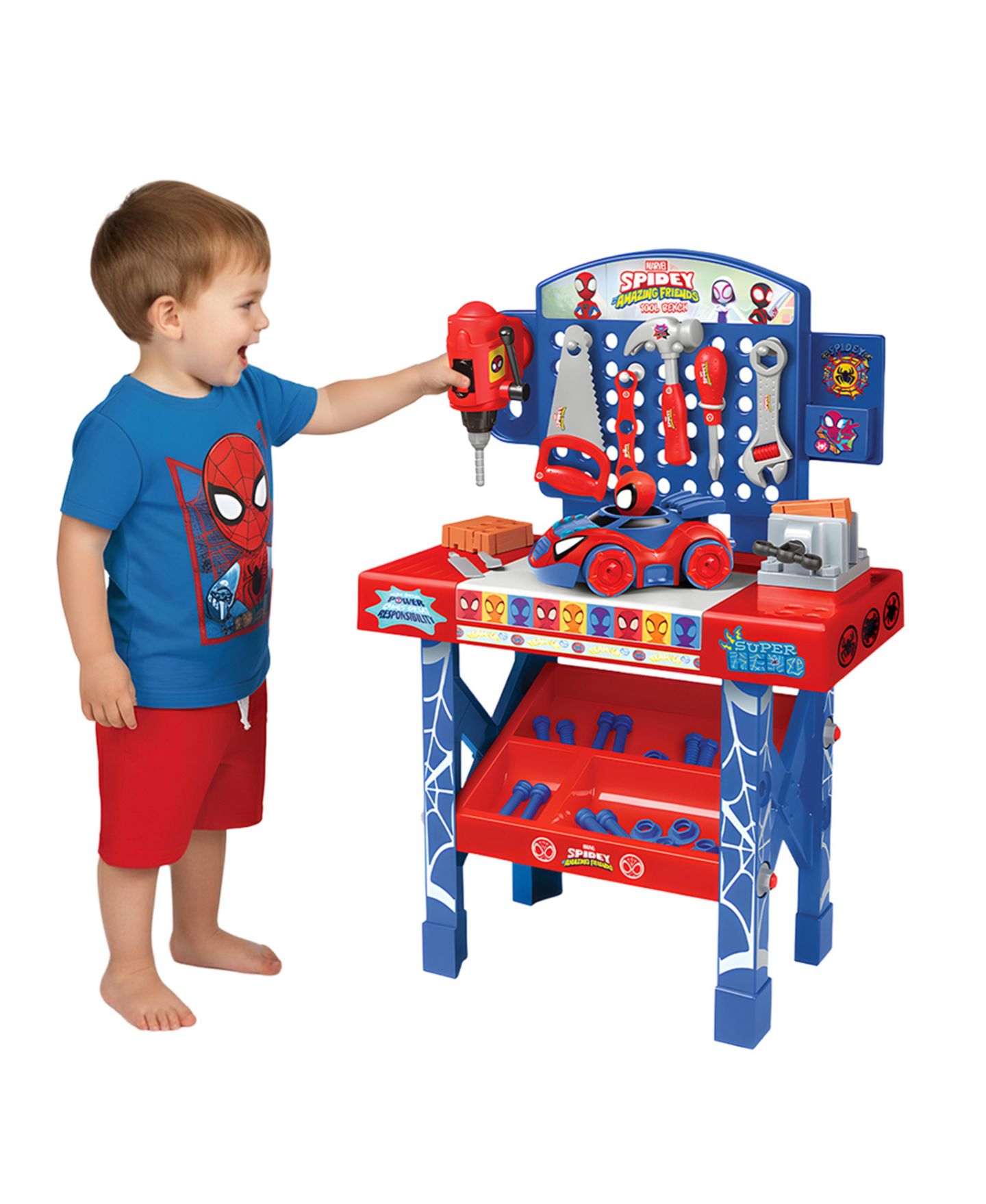 Детский игровой набор World Tech Toys Spider-Man Take Apart Car Tool Bench Playset, Ages 3+ — фото 7