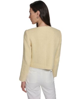 Women's Collarless Tweed Jacket