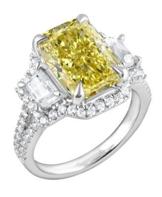 Certified Lab Grown Yellow and White Diamond Solitaire Ring (7-1/4 ct. t.w.) in 14k White Gold