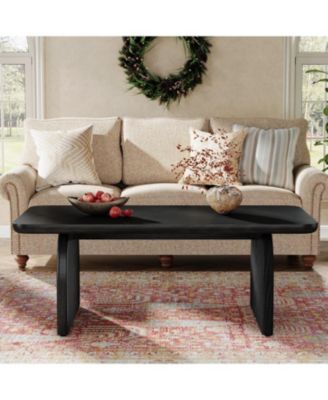 Rectangle Coffee Table, 47-Inch Wood Rectangular Living Room Table, Farmhouse Accent Center Table Low Cocktail Tea Table
