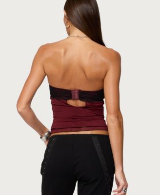 Women's Contrast Lacey Mesh Bra Top