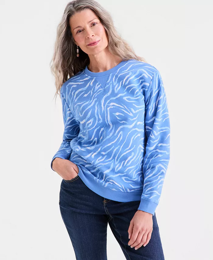 Women's Printed Fleece Crewneck Sweatshirt
