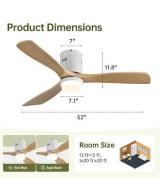 52-inch Modern White 3-Blade Light Ceiling Fan with Remote Control and Supporting Mobile Device Connection