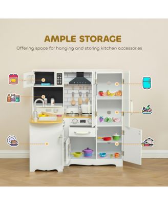 Wooden Big Kitchen Playset for Kids with Tons of Storage, Sound Effect