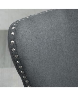 Dining Chairs Set of 2 with Wing Backrest Rubber Wood Legs Charcoal