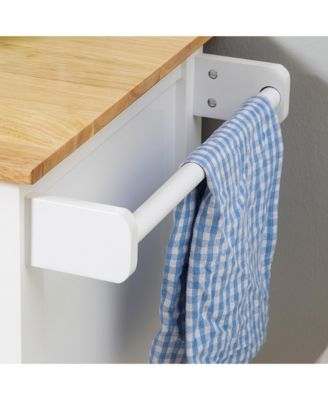 Mobile Serving Kitchen Island Cart Dining Table w/ Rubberwood Top Wheels