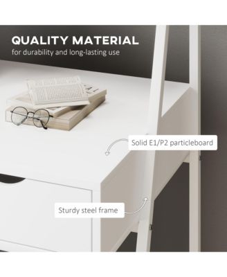 Computer Writing Desk for Small Space w/ Drawer, Storage Shelves,