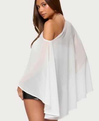 Women's Sheer Chiffon Asymmetric Poncho