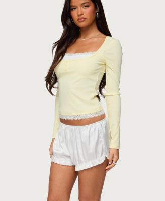 Women's Joana Layered Lacey Henley Top