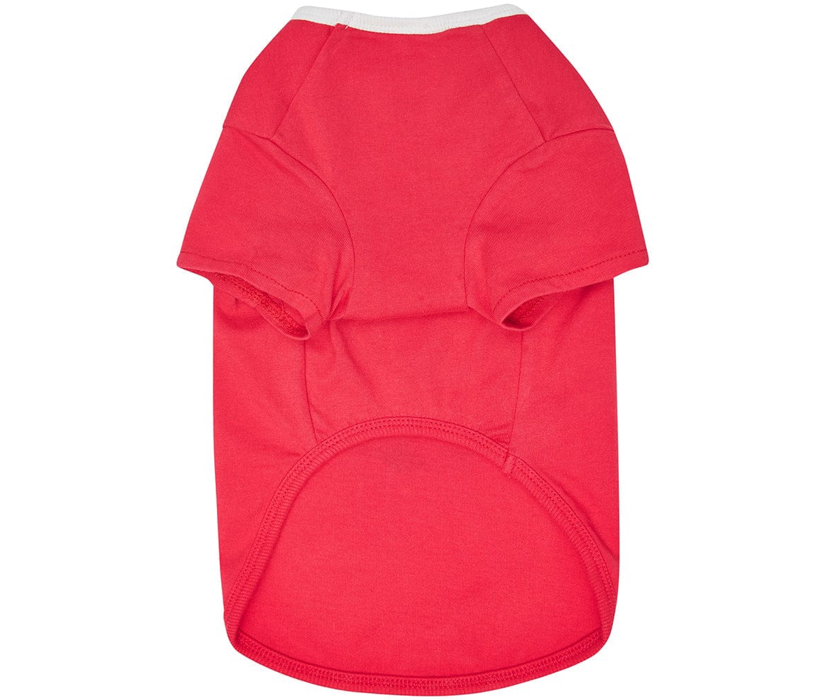 Dogs & Cats Co. Striped Henley Dog Tee with Chest Pocket Red and White 16"