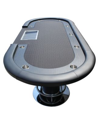 96Inch Oval Poker Table with Waterproof Felt and Nine Cup Holders Professional Texas Holdem Table with Dealer Chip Tray and Padded Armrests