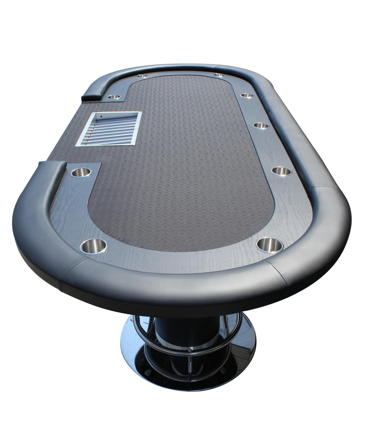 Flynama 96Inch Oval Poker Table with Waterproof Felt and Nine Cup Holders Professional Texas Holdem Table with Dealer Chip Tray and Padded Armrests