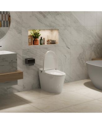 Smart Bathroom Fixture  Dual Flush Bathroom Fixture 1/1.28 GPF,Foot Sensor Flush,Night Light,Self-Cleaning Nozzle