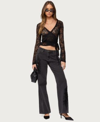 Women's Medora Sheer Lace Wrap Top